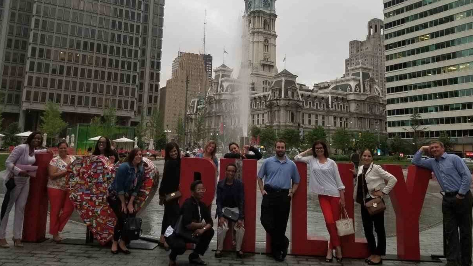 Comcast employees at a Philadelphia City park.