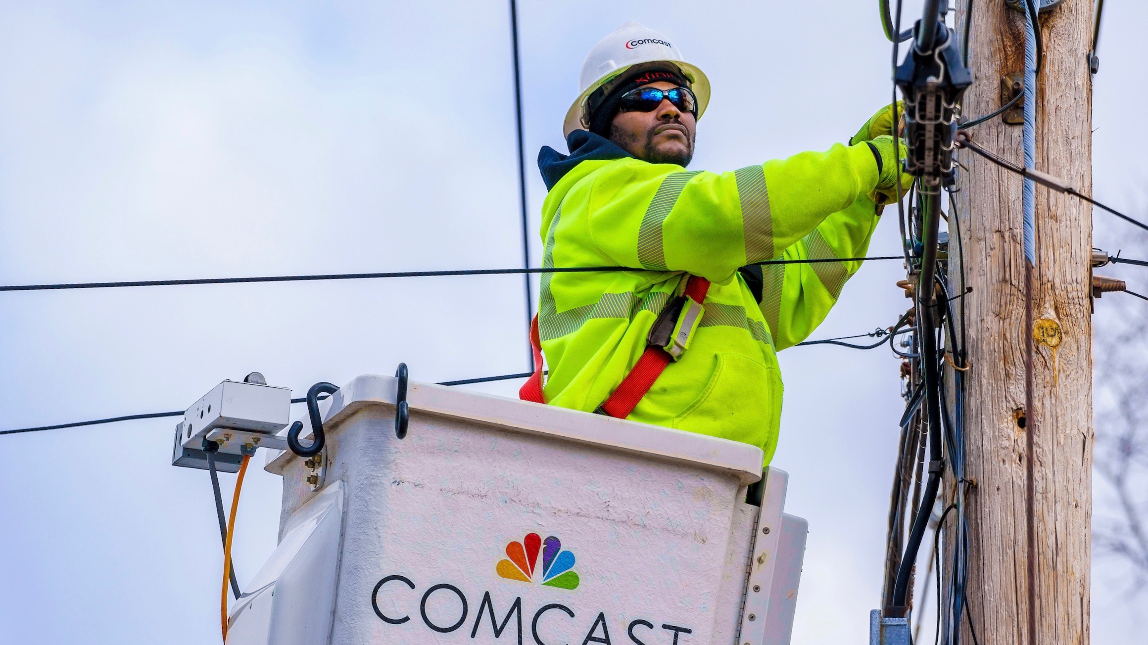 Comcast technician in truck