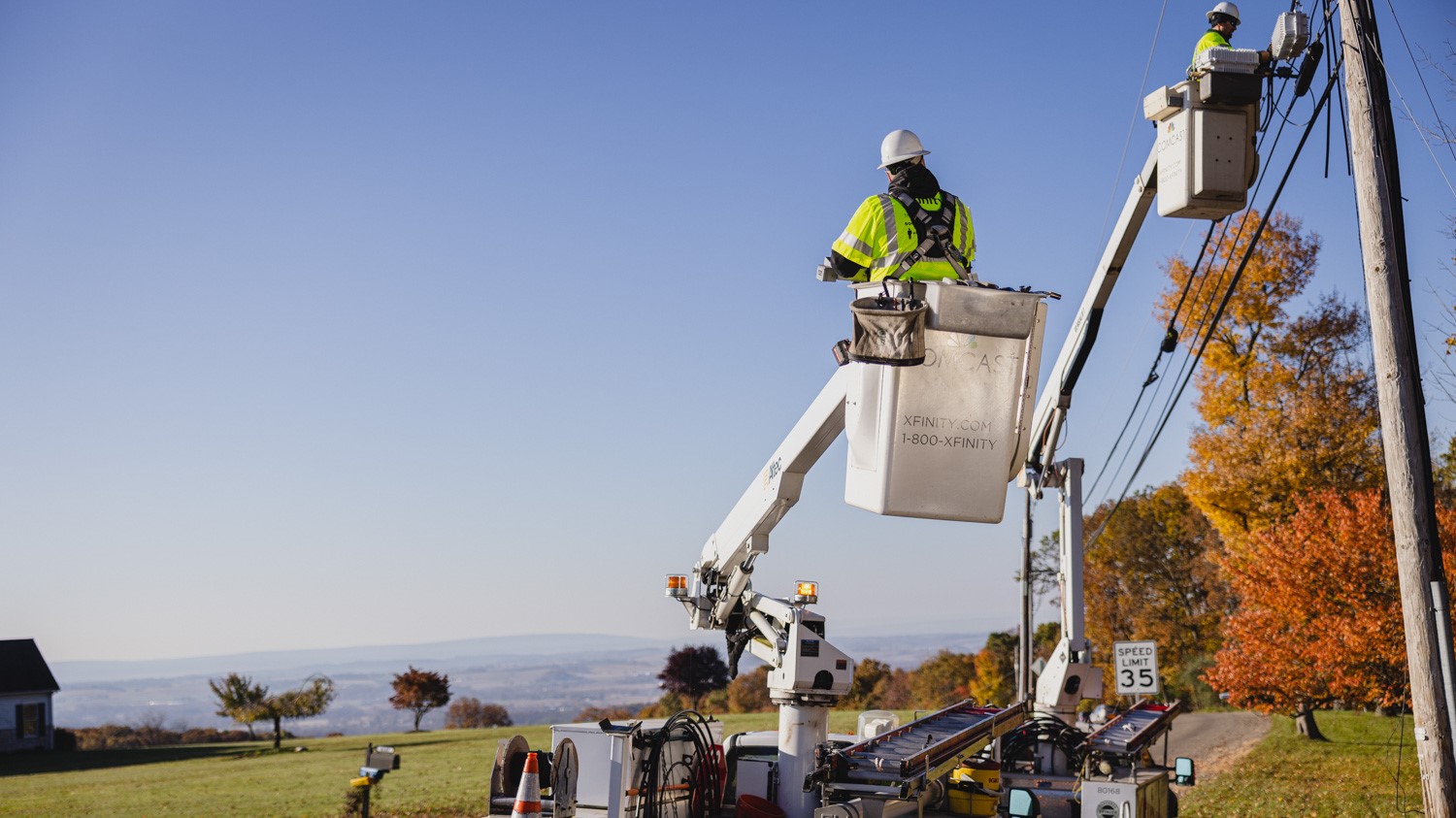 Techs in bucket truck