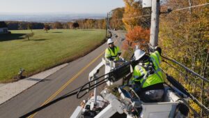 Tech in bucket trucks