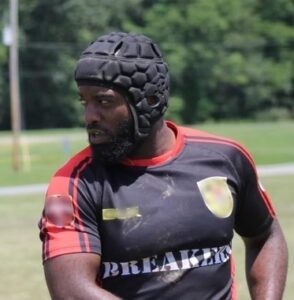 Man wearing rugby gear